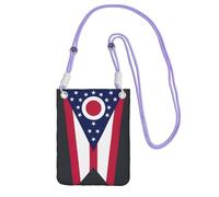 DUWAA Petit sac à bandoulière imprimé drapeau de l'État de l'Ohio pour femme, sac à main tendance avec sangle réglable, pour la randonnée, les voyages, violet, Taille unique