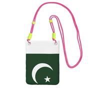 DUWAA Petit sac à bandoulière imprimé drapeau du Pakistan pour femme, tendance, sac à main pour téléphone avec sangle réglable, pour randonnée, voyage, Fuchusia, Taille unique