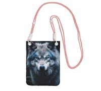 DUWAA Petit sac à bandoulière imprimé Wolf1 aux yeux bleus pour femme, tendance, sac à main pour téléphone avec sangle réglable, pour randonnée, voyage, rose, Taille unique