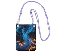 DUWAA Petit sac à bandoulière tendance à imprimé flamme bleue pour femme, sac à main pour téléphone avec sangle réglable, pour randonnée, voyage, violet, Taille unique