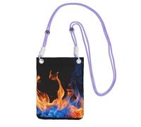DUWAA Petit sac à bandoulière tendance à imprimé flamme bleue pour femme, sac à main pour téléphone avec sangle réglable, pour randonnée, voyage, violet, Taille unique