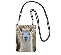 DUWAA Petit sac à bandoulière tendance avec imprimé lama mignon pour femme, sac à main pour téléphone avec sangle réglable, pour randonnée, voyage, noir, Taille unique