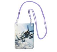 DUWAA Petit sac à bandoulière tendance avec sangle réglable pour femme - Motif avion de la Seconde Guerre mondiale, violet, Taille unique