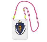 DUWAA Petit sac à bandoulière tendance avec sangle réglable pour femme - Motif drapeau de l'État du Massachusetts, Fuchusia, Taille unique