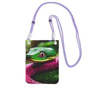 DUWAA Petit sac à bandoulière vert imprimé serpent pour femme tendance, sac à main pour téléphone avec sangle réglable, pour randonnée, voyage, violet, Taille unique
