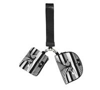 DUWAA Petite pochette double avec dragonne et boucles détachables Motif rayures noires et blanches