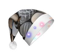 DUWAA Petoskey Bonnet de Père Noël lumineux amusant avec couleur clignotante et LED pour adultes