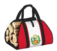 DUWAA Porte-bûches imprimé drapeau du Pérou, sac en toile pour bois de chauffage, porte-bûches, accessoires de poêle à bois