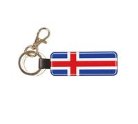DUWAA Porte-clés en cuir PU avec imprimé drapeau de l'Islande - Porte-clés universel pour homme et femme