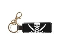 DUWAA Porte-clés en cuir PU avec imprimé drapeau pirate - Porte-clés universel pour homme et femme