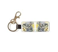 DUWAA Porte-clés en cuir PU imprimé maman et bébé mignon koala pour homme et femme, porte-clés en cuir élégant, porte-clés de voiture universel