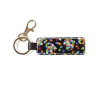 DUWAA Porte-clés en cuir PU pour sensibilisation à l'autisme, pièces de puzzle en forme de cœur, porte-clés universel pour homme et femme