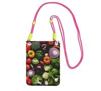 DUWAA Présentation de divers sacs à bandoulière imprimés légumes pour femmes, sac à bandoulière, mini sac de voyage, sac de téléphone, portefeuille de téléphone, Fuchusia, Taille unique