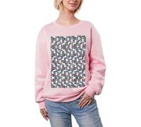 DUWAA Pull à col rond super chaud et décontracté à manches longues pour femme avec imprimé de chien blanc et fleurs, rose, M