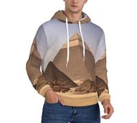 DUWAA Pyramides de l'Égypte Imprimée Pull à Capuche Léger pour Homme Sweat à Capuche en Polyester Sweat à Capuche pour l'Automne, Noir , XXL