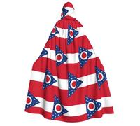 DUWAA Robe à capuche avec imprimé drapeau de l'État de l'Ohio pour Halloween, cosplay, cape de magicien, corbeau