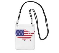 DUWAA Sac à bandoulière imprimé carte drapeau des États-Unis pour femme, sac à bandoulière, mini sac de voyage, sac de sport, téléphone portable, noir, Taille unique