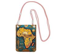 DUWAA Sac à bandoulière imprimé carte du monde abstrait pour femme, sac à bandoulière, sac à main, mini sac de voyage, sac pour téléphone, portefeuille, rose, Taille unique