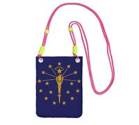DUWAA Sac à bandoulière imprimé drapeau de l'État de l'Indiana pour femme, sac à main, mini sac de voyage, sac de sport, téléphone portable, Fuchusia, Taille unique
