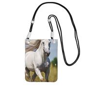 DUWAA Sac à bandoulière imprimé étalon blanc pour femme, sac à bandoulière, mini sac de voyage, sac pour téléphone, portefeuille de téléphone, noir, Taille unique