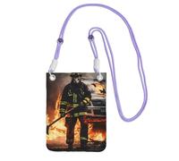 DUWAA Sac à bandoulière imprimé flammes pompiers pour femme, sac à bandoulière, mini sac de voyage, sac de sport, téléphone portable, violet, Taille unique