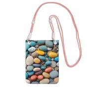DUWAA Sac à bandoulière imprimé galets colorés pour femme, sac à bandoulière, mini sac de voyage, sac de téléphone, portefeuille de téléphone, rose, Taille unique