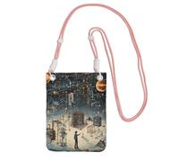 DUWAA Sac à bandoulière imprimé physique pour femme, sac à bandoulière, mini sac de voyage, sac de téléphone, portefeuille de téléphone, rose, Taille unique