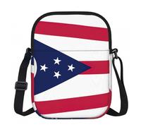 DUWAA Sac à bandoulière pour téléphone portable avec fermeture éclair et sangle réglable Motif drapeau de l'État de l'Ohio