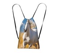 DUWAA Sac à dos avec cordon de serrage et cordon de serrage Motif étalon Blanc