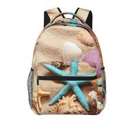 DUWAA Sac à dos de camping avec bretelles réglables et motif coquillages sur la plage