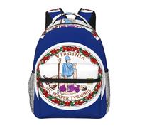 DUWAA Sac à dos de camping avec bretelles réglables et motif drapeau de Virginie