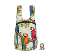DUWAA Sac à dos de sport pliable avec imprimé perroquets colorés sur arbre 16 l Sac à dos de voyage pour homme et femme