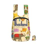 DUWAA Sac à dos pliable de 16 l avec symboles culturels thaïlandais - Sac à dos de sport portable de rangement - Sac de voyage pour homme et femme