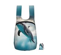 DUWAA Sac à dos pliable et léger avec imprimé dauphin qui vous regarde, sac à dos à bandoulière pour voyage, randonnée en plein air