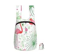 DUWAA Sac à dos portable à imprimé floral flamant rose botanique, pliable et léger, sac à dos de rangement à bandoulière pour voyage en plein air
