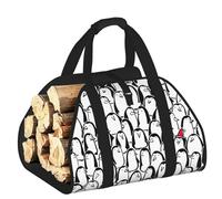 DUWAA Sac de rangement élégant imprimé foule de pingouins pour brûle-bûches - Sac à outils robuste pour intérieur ou extérieur