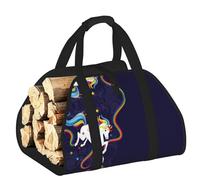 DUWAA Sac de transport de bois de chauffage avec impression arc-en-ciel - Sac en toile pour bois de chauffage - Très résistant - Accessoires pour poêle à bois