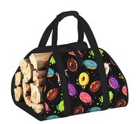 DUWAA Sac de transport de bois de chauffage avec impression donut, sac en toile pour bois de chauffage, porte-bûches, accessoires de poêle à bois