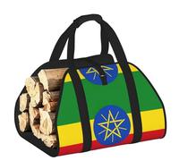 DUWAA Sac de transport de bois de chauffage imprimé drapeau de l'Éthiopie, sac en toile pour bois de chauffage, porte-bûches, accessoires de poêle à bois robuste