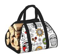 DUWAA Sac de transport de bois de chauffage mexicain imprimé symboles salsa en toile pour bois de chauffage, porte-bûches, accessoires de poêle à bois