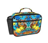 DUWAA Sac isotherme avec imprimé océan tropical, poisson de mer, sac à déjeuner pour homme et femme, idéal pour le camping, le travail