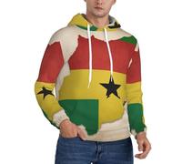 DUWAA Sao Tomé-et-Principe Drapeau Map04 Print Sweat à capuche pour homme, pull léger à capuche avec poches, pour athlétisme décontracté, Noir , XXL
