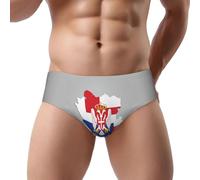 DUWAA Serbie Flag Map01 Print Slip Homme Confort Doux Essentials Sous-vêtements avec Contour Poche Respirant Sous-vêtements, Noir , S