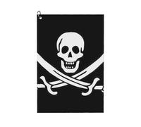 DUWAA Serviette de golf en microfibre gaufrée avec mousqueton et motif drapeau pirate