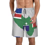 DUWAA Short de sport à séchage rapide avec poches, motif carte du drapeau de la Gambie, imprimé étoiles blanches, pour la randonnée, la course à pied, la gym, blanc, 3XL