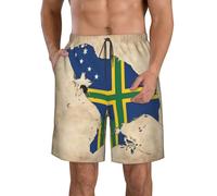 DUWAA Short pour homme à séchage rapide avec poches, motif carte du drapeau des îles Salomon, pour la randonnée, la course à pied, la gym, blanc, XL