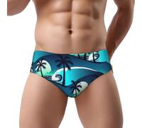 DUWAA Skateboard avec imprimé vague de palmiers pour hommes, slip taille basse, sous-vêtements pour hommes avec soutien 3D, usage quotidien, Noir , 3XL