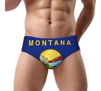 DUWAA Slip de bikini pour homme avec imprimé drapeau de l'État du Montana, sous-vêtement taille basse, meilleur sous-vêtement pour homme avec soutien 3D, usage quotidien, Noir , XL