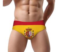 DUWAA Slip de bikini pour homme avec imprimé drapeau espagnol - Taille basse - Meilleur sous-vêtement pour homme avec soutien 3D - Usage quotidien, Noir , L