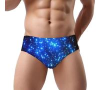 DUWAA Slip de bikini pour homme avec imprimé étoiles brillantes, taille basse, sous-vêtements pour hommes avec soutien 3D, usage quotidien, Noir , L
